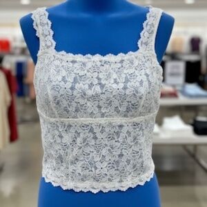 Fashion Bug  White Lace Floral Cami Juniors Size L Vintage 1980’s